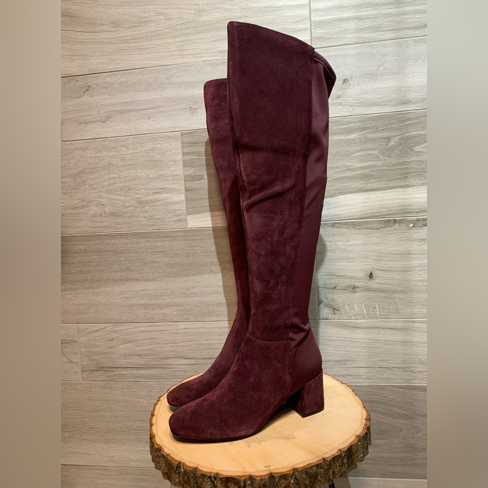 Le Chateau Over the knee burgundy leather/suede boots size 37 - like new!